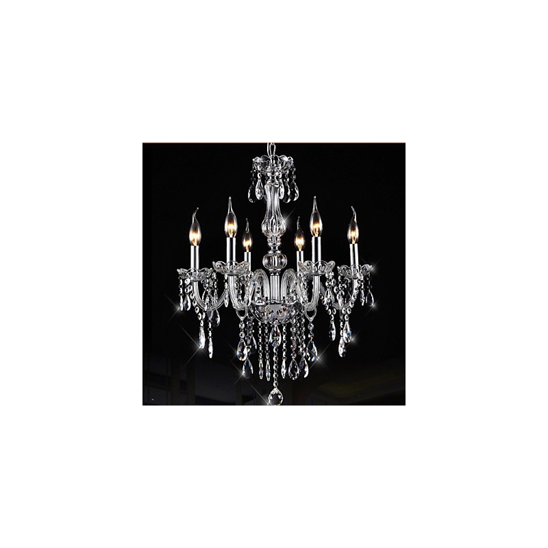 Lampadario a sospensione in cristallo K9 vintage a 6 bracci