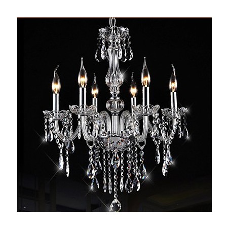 Lampadario a sospensione in cristallo K9 vintage a 6 bracci
