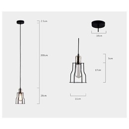 Lampada a sospensione industriale vintage in ferro battuto, gabbia, 3 luci E26/E27