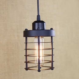 Lampada a sospensione vintage retrò country in metallo nero E26/E27, catena 100 cm