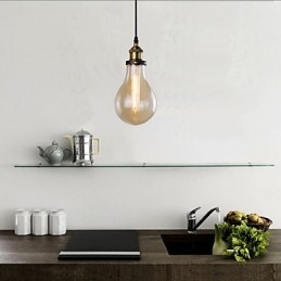 Lampada a sospensione mini vintage rustica in metallo e vetro trasparente