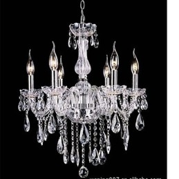 Lampadario a sospensione in cristallo K9 vintage a 6 bracci