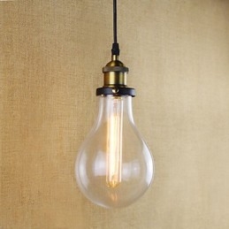 Lampada a sospensione mini vintage rustica in metallo e vetro trasparente