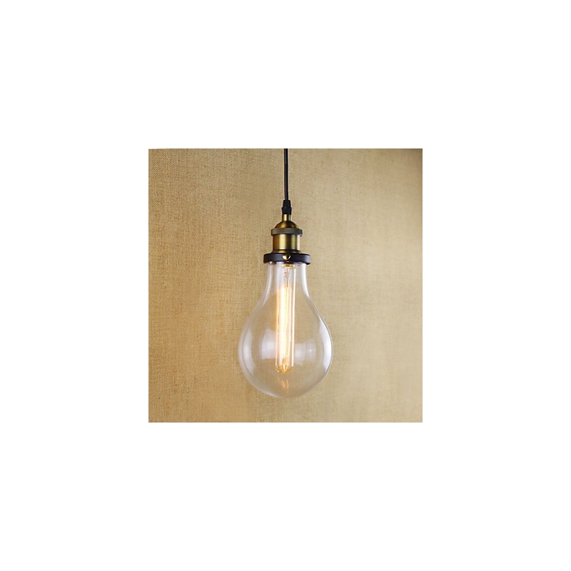 Lampada a sospensione mini vintage rustica in metallo e vetro trasparente