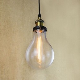 Lampada a sospensione mini vintage rustica in metallo e vetro trasparente