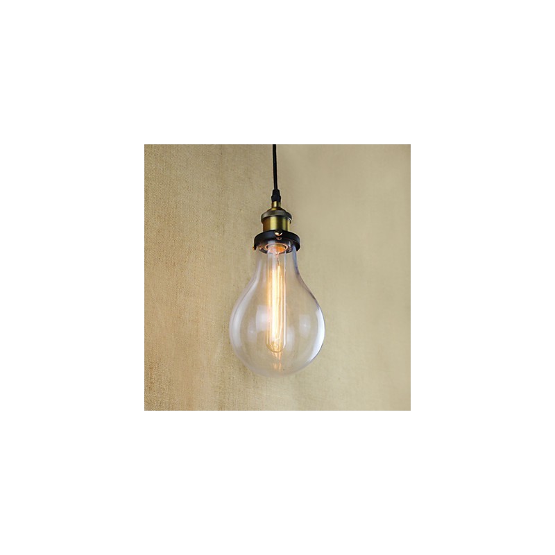 Lampada a sospensione mini vintage rustica in metallo e vetro trasparente