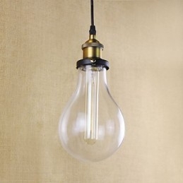 Lampada a sospensione mini vintage rustica in metallo e vetro trasparente
