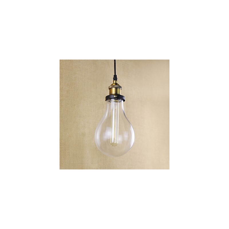 Lampada a sospensione mini vintage rustica in metallo e vetro trasparente
