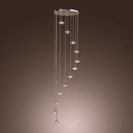 Lampada a sospensione in metallo cromato stile mini cristallo, 10 lampadine G4