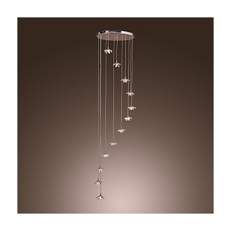 Lampada a sospensione in metallo cromato stile mini cristallo, 10 lampadine G4