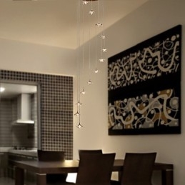 Lampada a sospensione in metallo cromato stile mini cristallo, 10 lampadine G4