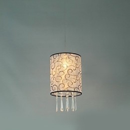 Lampada a sospensione in cristallo mini tamburo contemporanea con finitura elettrolitica