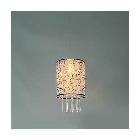 Lampada a sospensione in cristallo mini tamburo contemporanea con finitura elettrolitica