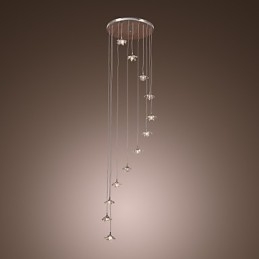 Lampada a sospensione in metallo cromato stile mini cristallo, 10 lampadine G4