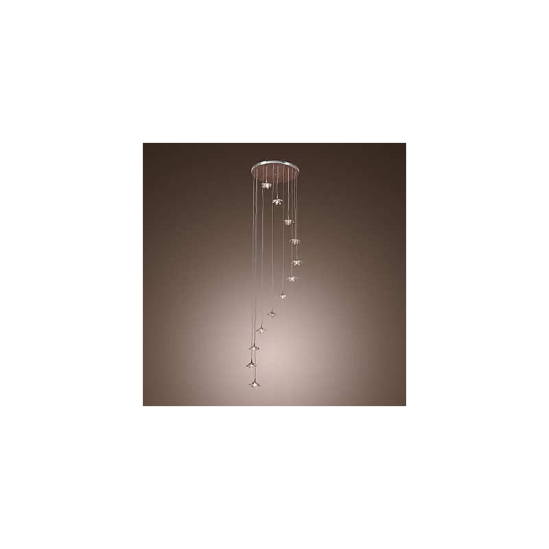 Lampada a sospensione in metallo cromato stile mini cristallo, 10 lampadine G4