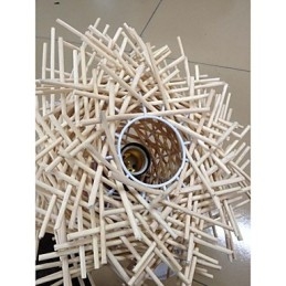 Lampada a sospensione contemporanea compatta 1 luce in legno intrecciato a mano