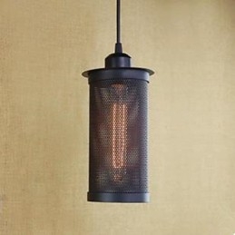 Lampada a sospensione retrò industriale nera in metallo, 1 lampadina, catena regolabile