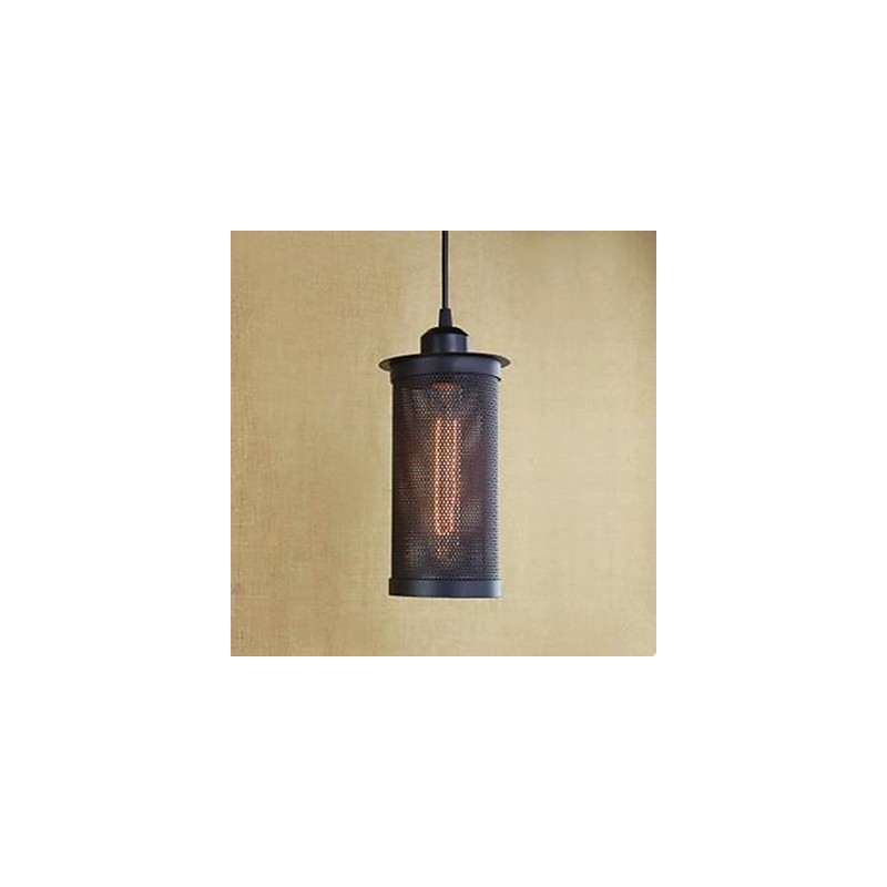 Lampada a sospensione retrò industriale nera in metallo, 1 lampadina, catena regolabile