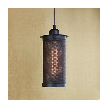 Lampada a sospensione retrò industriale nera in metallo, 1 lampadina, catena regolabile