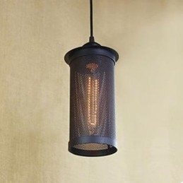 Lampada a sospensione retrò industriale nera in metallo, 1 lampadina, catena regolabile