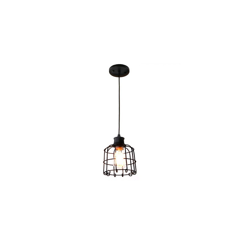 Lampada a sospensione mini retrò rustica lodge country in metallo nero
