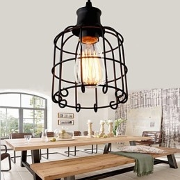 Lampada a sospensione mini retrò rustica lodge country in metallo nero