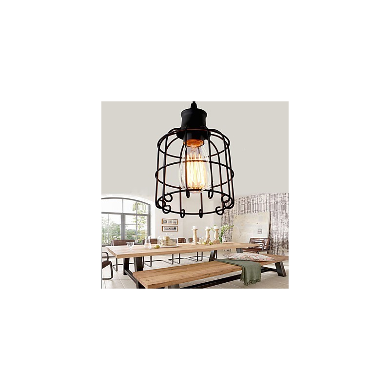 Lampada a sospensione mini retrò rustica lodge country in metallo nero