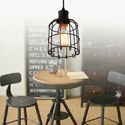 Lampada a sospensione mini retrò rustica lodge country in metallo nero