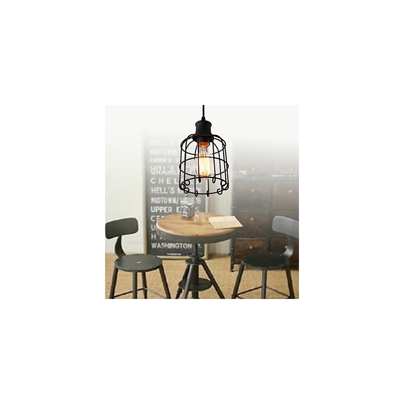 Lampada a sospensione mini retrò rustica lodge country in metallo nero