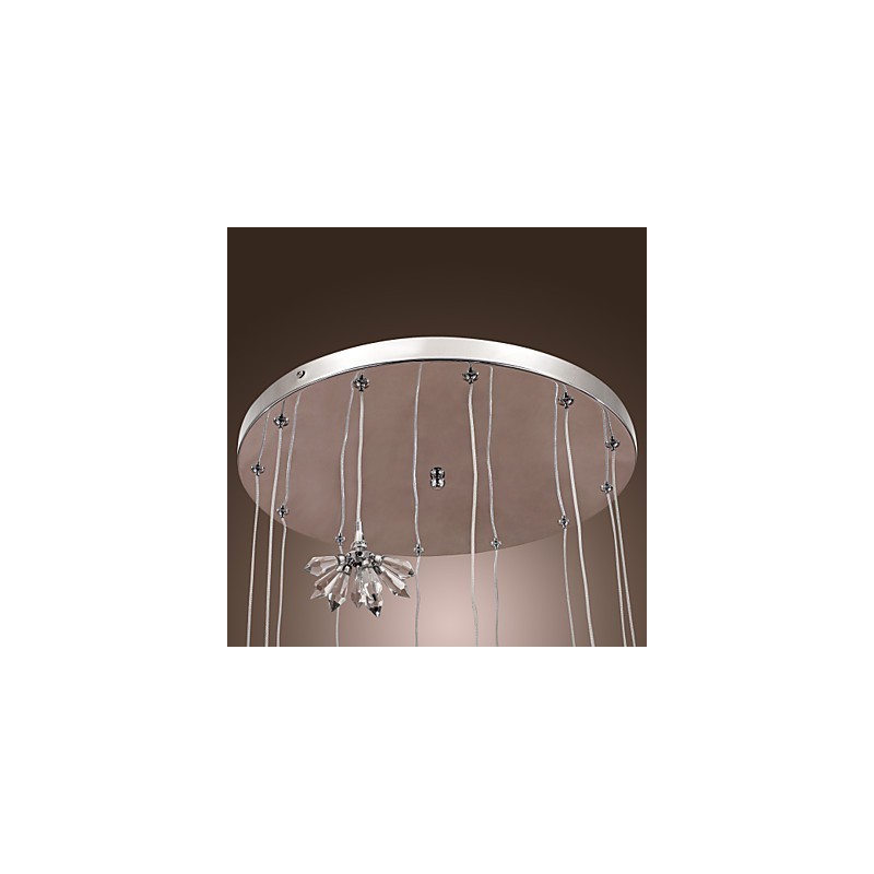 Lampada a sospensione in metallo cromato stile mini cristallo, 10 lampadine G4