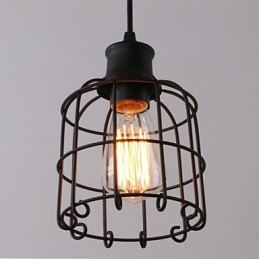 Lampada a sospensione mini retrò rustica lodge country in metallo nero