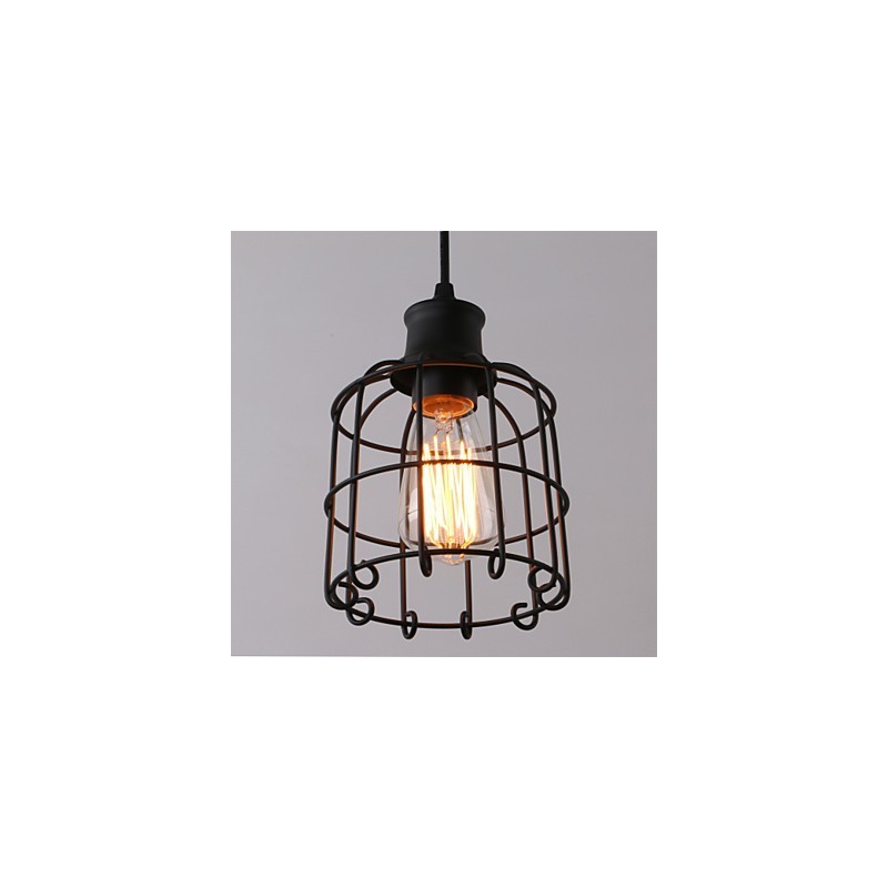 Lampada a sospensione mini retrò rustica lodge country in metallo nero