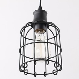 Lampada a sospensione mini retrò rustica lodge country in metallo nero