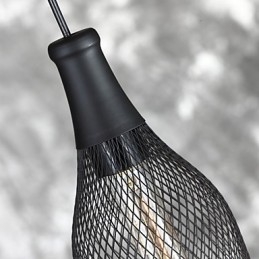 Lampada a sospensione vintage in metallo nero, 1 lampadina E26/E27, 40 W