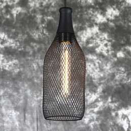 Lampada a sospensione vintage in metallo nero, 1 lampadina E26/E27, 40 W