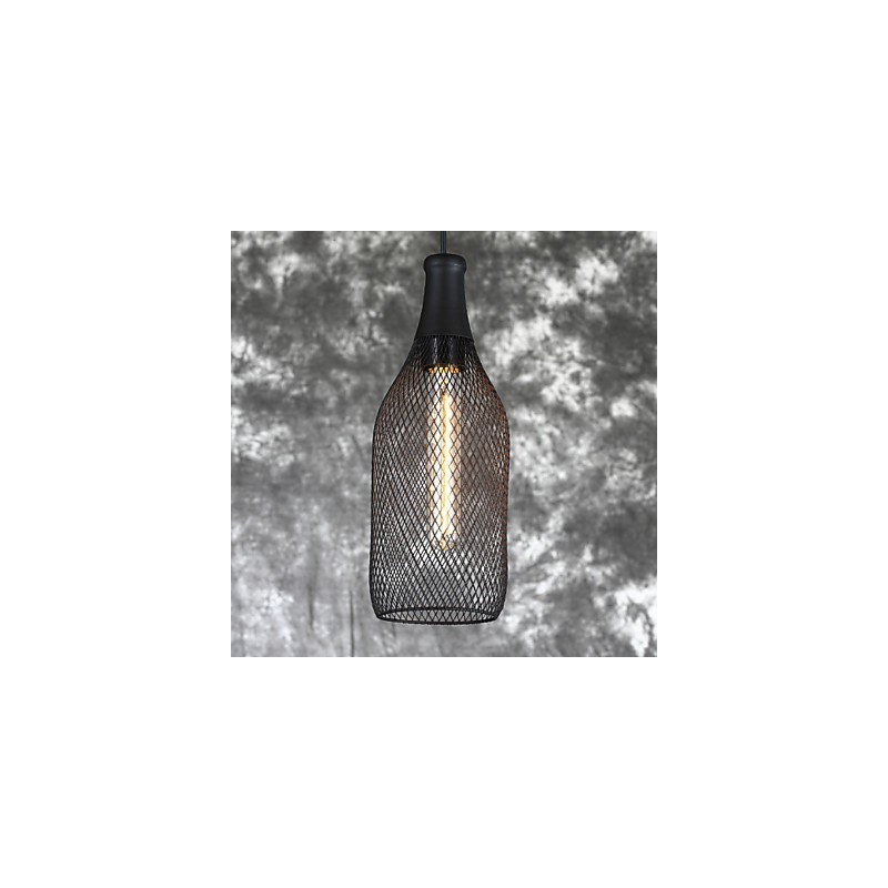 Lampada a sospensione vintage in metallo nero, 1 lampadina E26/E27, 40 W