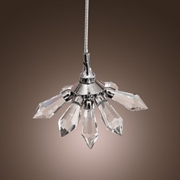 Lampada a sospensione in metallo cromato stile mini cristallo, 10 lampadine G4