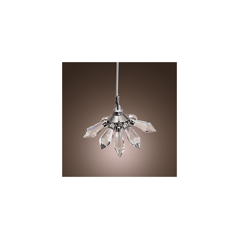 Lampada a sospensione in metallo cromato stile mini cristallo, 10 lampadine G4