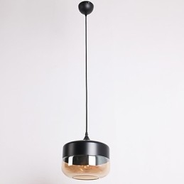 Lampada a sospensione in vetro retrò placcato 1 luce