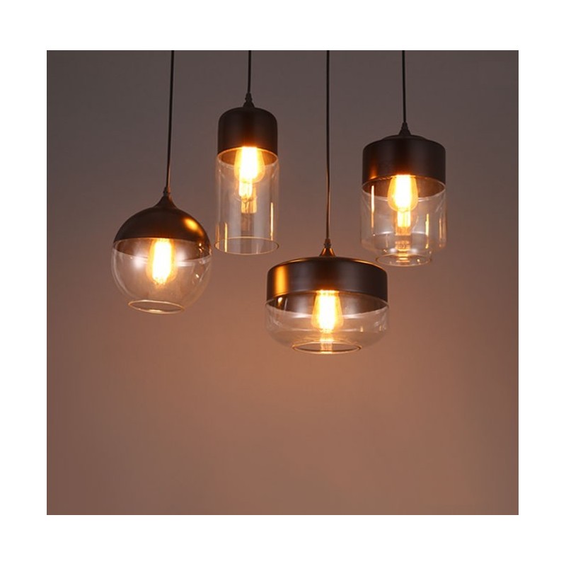Lampadario a sospensione in ferro battuto e vetro Nordic Creative Stair Shop