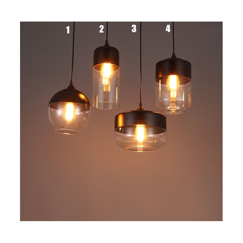 Lampadario a sospensione in ferro battuto e vetro Nordic Creative Stair Shop