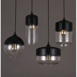 Lampadario a sospensione in ferro battuto e vetro Nordic Creative Stair Shop
