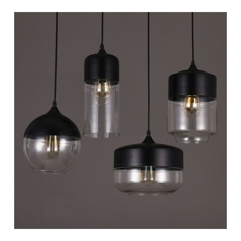 Lampadario a sospensione in ferro battuto e vetro Nordic Creative Stair Shop