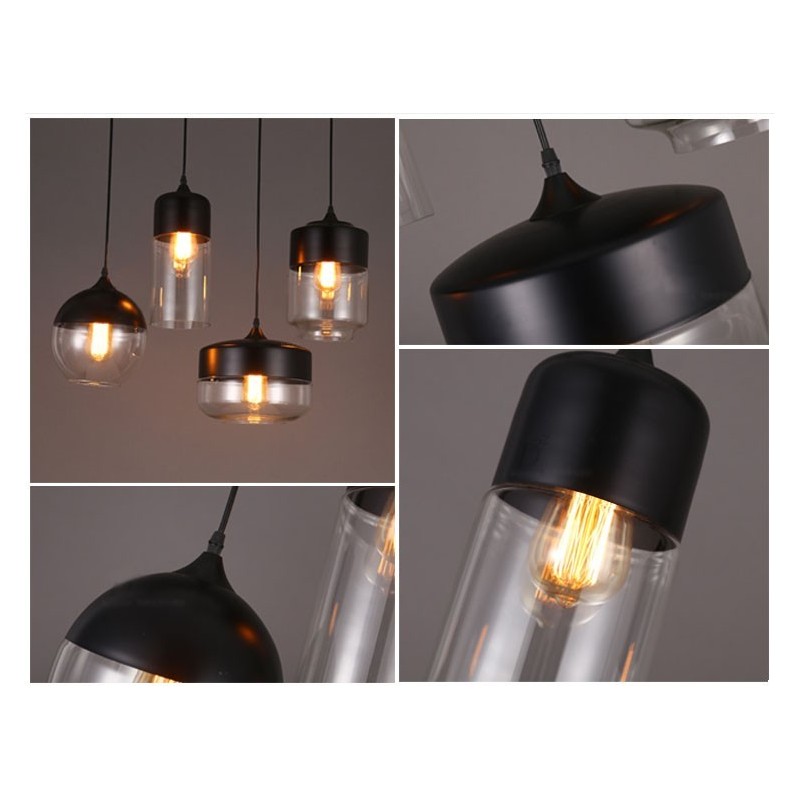 Lampadario a sospensione in ferro battuto e vetro Nordic Creative Stair Shop