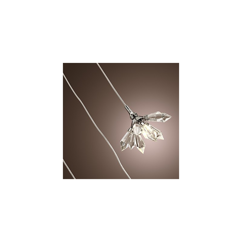 Lampada a sospensione in metallo cromato stile mini cristallo, 10 lampadine G4