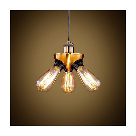 Lampada a sospensione industriale americana a tre piedi con testa in rame