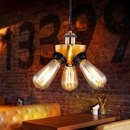 Lampada a sospensione industriale americana a tre piedi con testa in rame