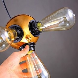 Lampada a sospensione industriale americana a tre piedi con testa in rame
