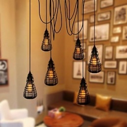 Lampada a sospensione singola in ferro battuto stile industriale americano retrò