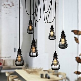 Lampada a sospensione singola in ferro battuto stile industriale americano retrò